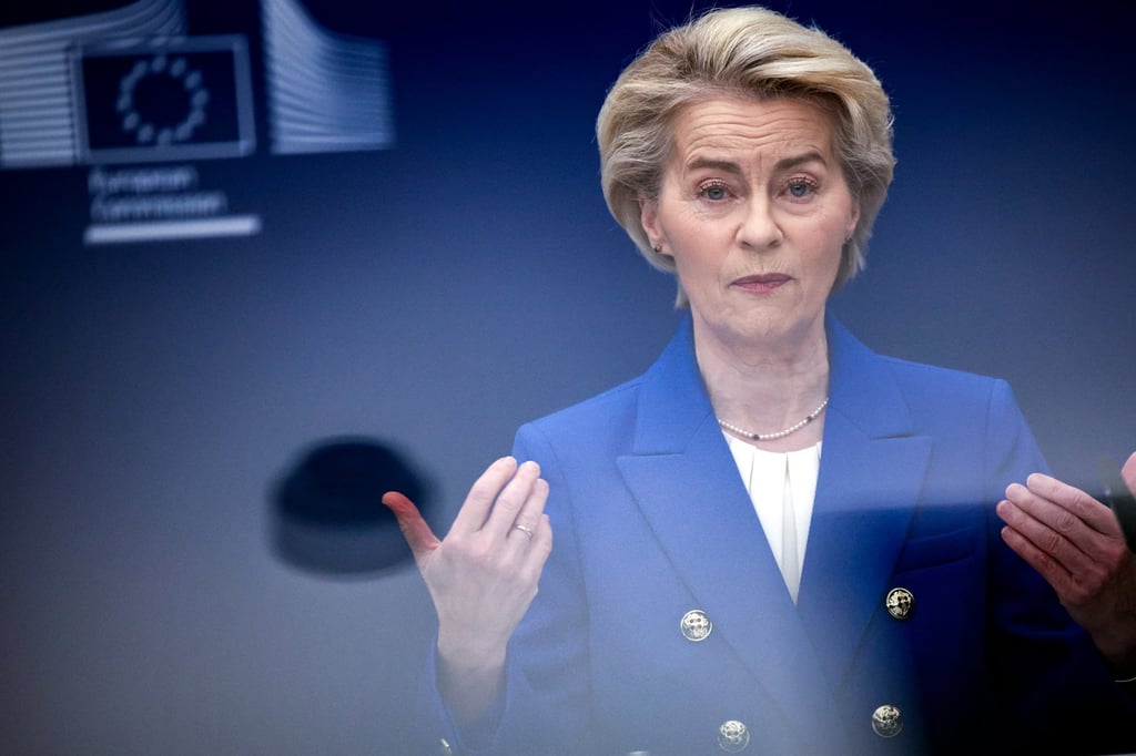 EU Commission President Ursula von der Leyen holds a press conference on a defence package aimed to secure Ukraine and Europe, at the European Commission in Brussels, Belgium, on March 4. Photo: EPA-EFE