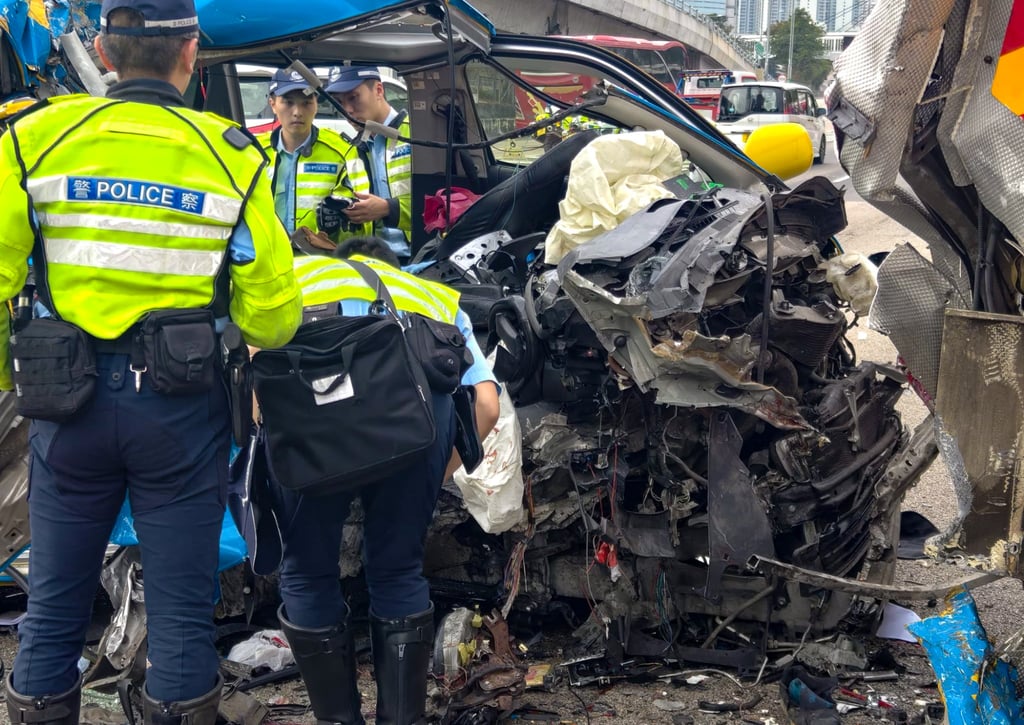 The van driver was trapped in his vehicle following the crash, with emergency services having to extract him from the wreckage. Photo: Handout