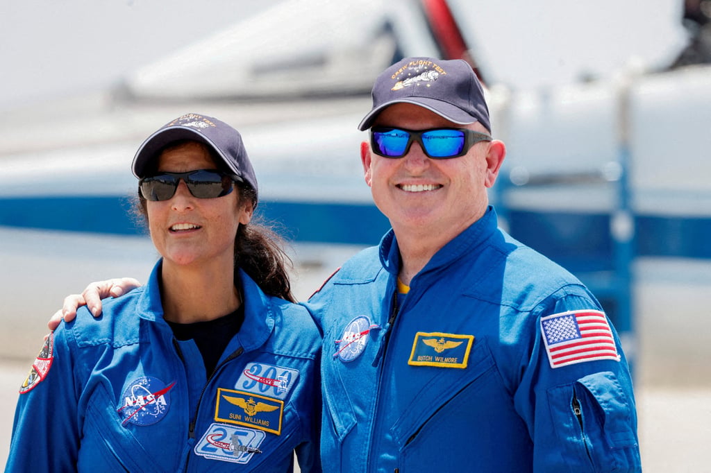 Suni Williams and Butch Wilmore pose ahead of the launch of Boeing’s Starliner-1 crew flight test last April. Photo: Reuters