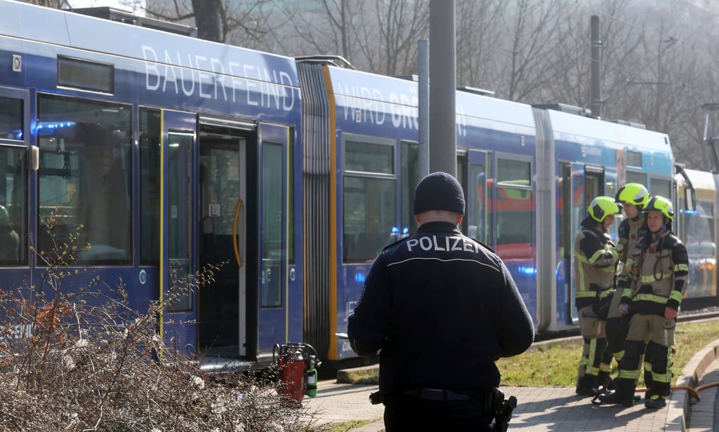 The suspected perpetrator, who told police he was the woman’s husband, poured flammable liquid over her and ignited the fire in front of other passengers on the tram. Photo: via AP