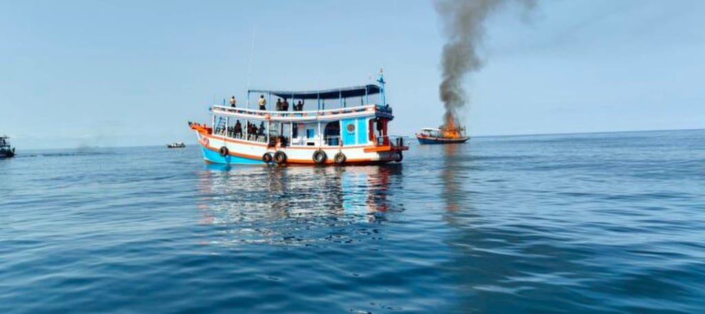 Stunned holidaymakers on nearby vessels looked on in horror as the dive boat burned. Photo: Handout