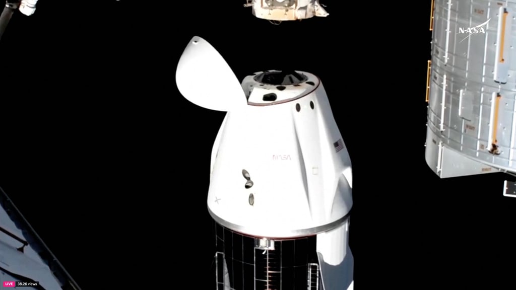 The SpaceX Dragon craft undocking from the ISS. Photo: Nasa via Reuters