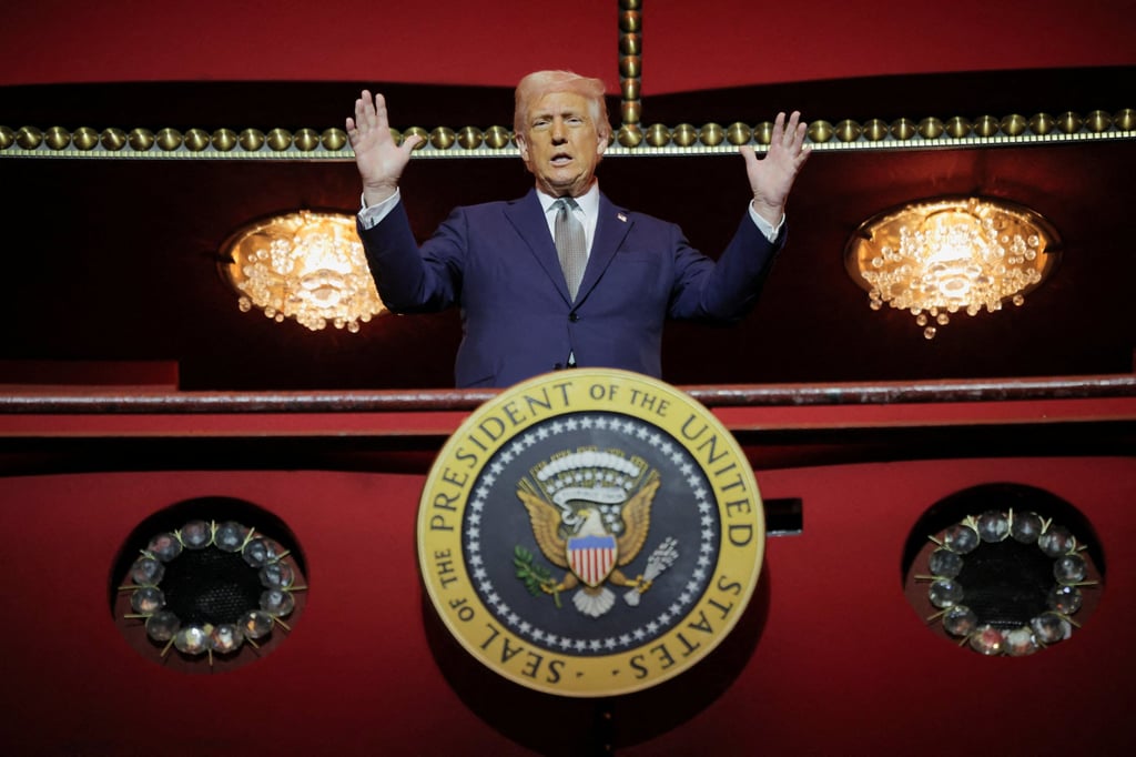 US President Donald Trump in the presidential box at the Kennedy Centre on March 17. Photo: Reuters