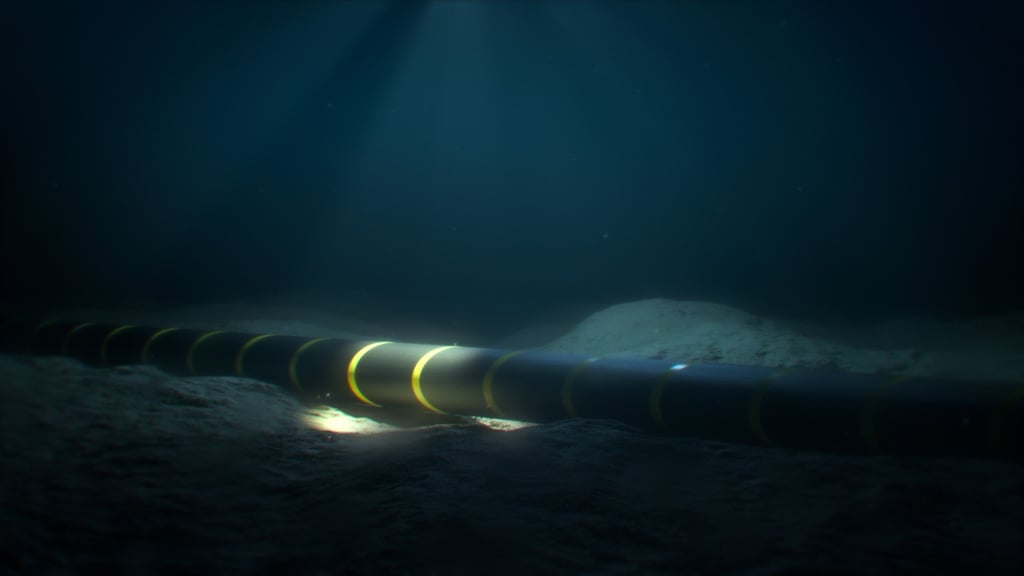 An illustration of a submarine internet communication cable on the seabed. Photo: Shutterstock