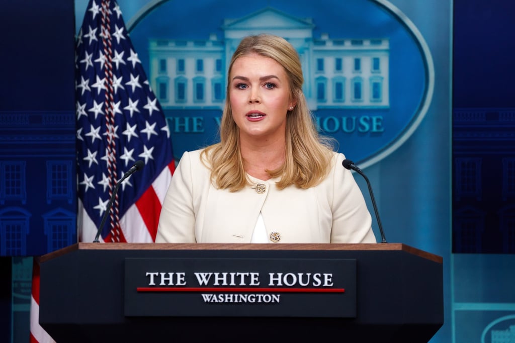 White House press secretary Karoline Leavitt was questioned about a comment she made about tariffs Japan imposes on imported rice. Photo: EPA-EFE