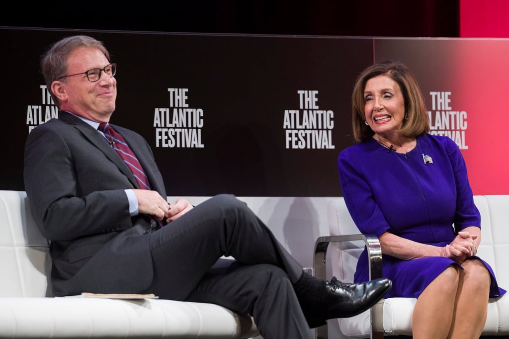 Jeffrey Goldberg (left), the editor in chief of The Atlantic, and House Speaker Nancy Pelosi in 2019. Photo: AP