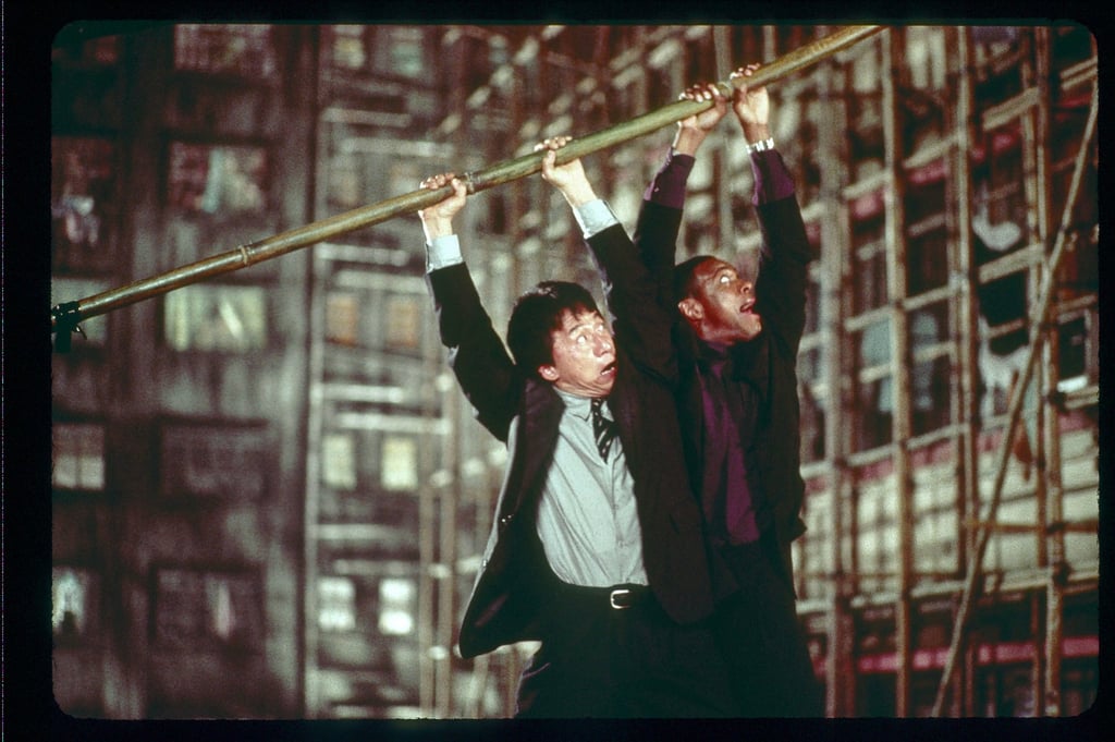 Jackie Chan and Chris Tucker in a still of Rush Hour 2. Hong Kong’s bamboo scaffolding has been a staple setting in action cinema. Photo: New Line Cinema