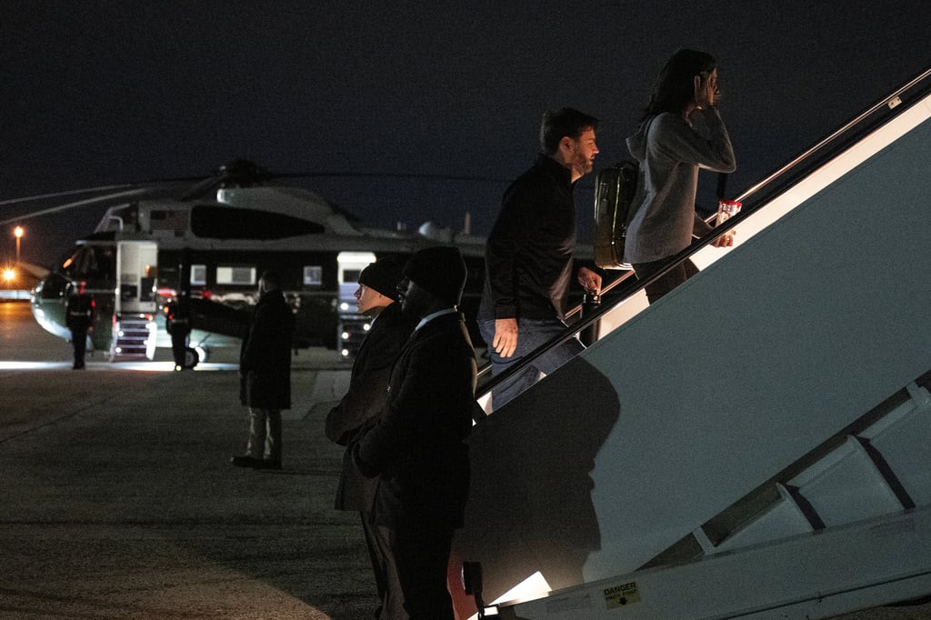 US Vice-President J.D. Vance and Second Lady Usha Vance board Air Force Two at Joint Base Andrews in Maryland on Friday. Photo: Reuters