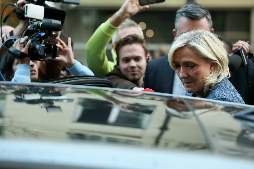 Marine Le Pen after a French court sentenced her to a five-year ban on running for office. Photo: AFP