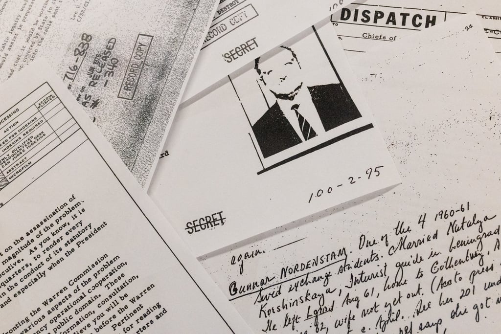 Documents related to the 1963 assassination of President John F. Kennedy are displayed after they were released following an order from US President Donald Trump in March. Photo: Reuters