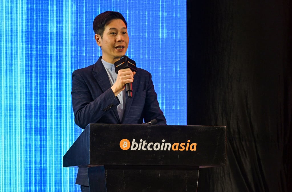 Hong Kong Legislative Council member Johnny Ng Kit-chong speaks at the Bitcoin Asia conference on May 9, 2024. Photo: Matt Haldane