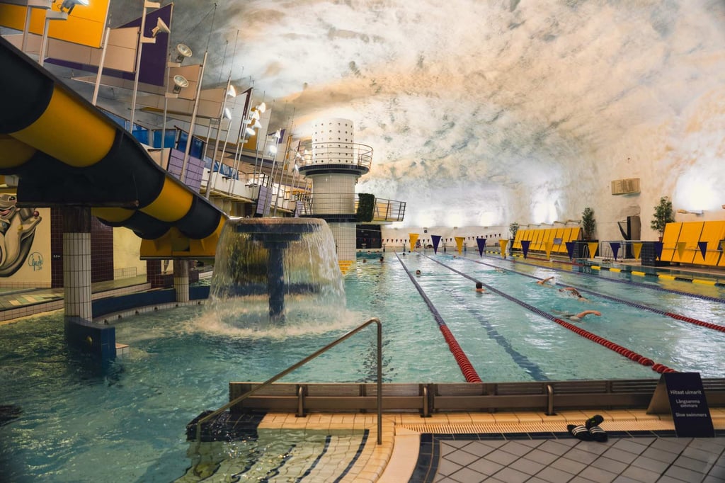 The Itakeskus underground swimming pool in Helsinki, which can serve as a shelter. Photo: AFP