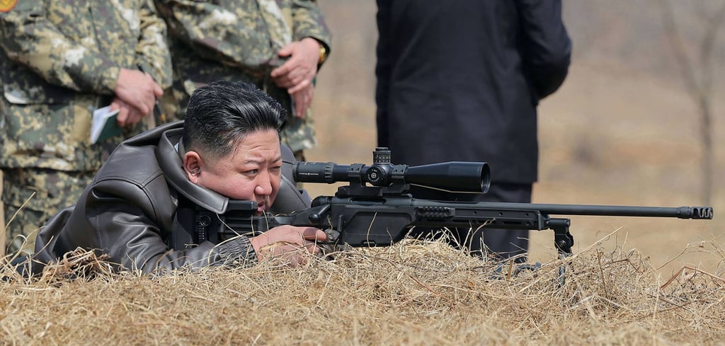 North Korea’s leader Kim Jong-un visits a training base to observe a comprehensive training session, at an undisclosed location in North Korea. Photo: KCNA/KNS/AFP