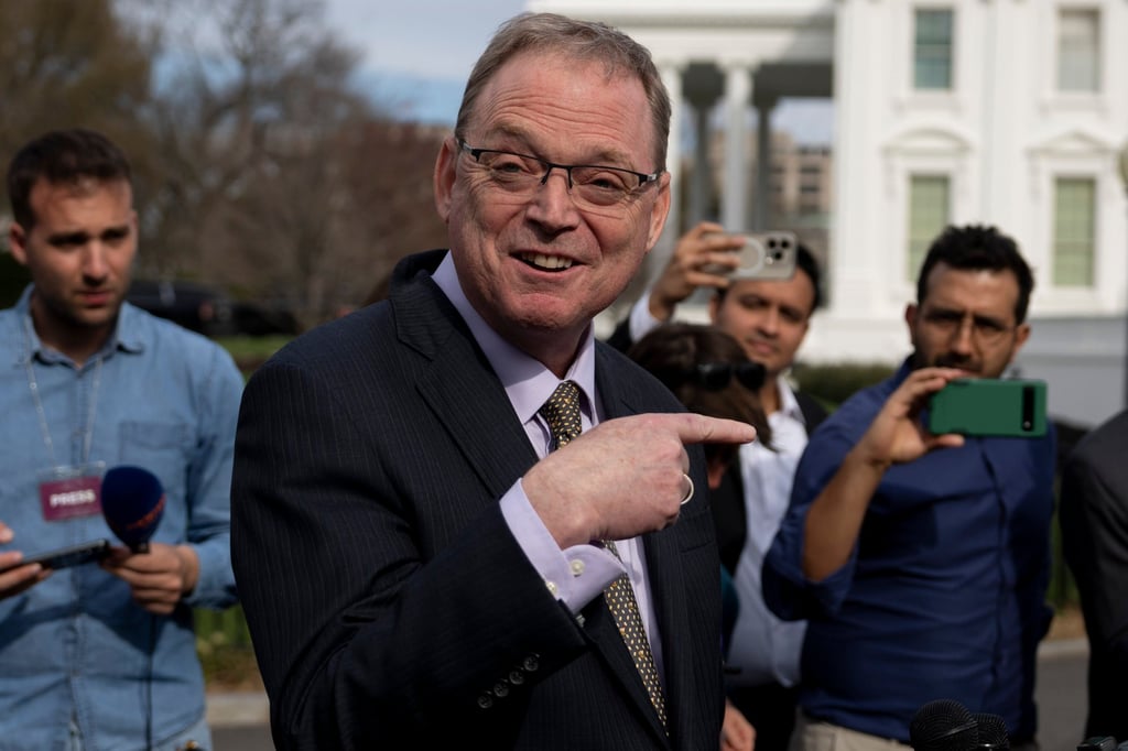 White House economic adviser Kevin Hassett speaks to reporters at the White House last month. Photo: AP