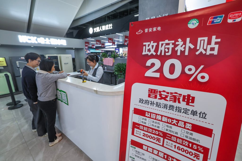 Customers apply for subsidies under a government trade-in programme for consumer goods in the eastern Chinese city of Hangzhou. Photo: Xinhua