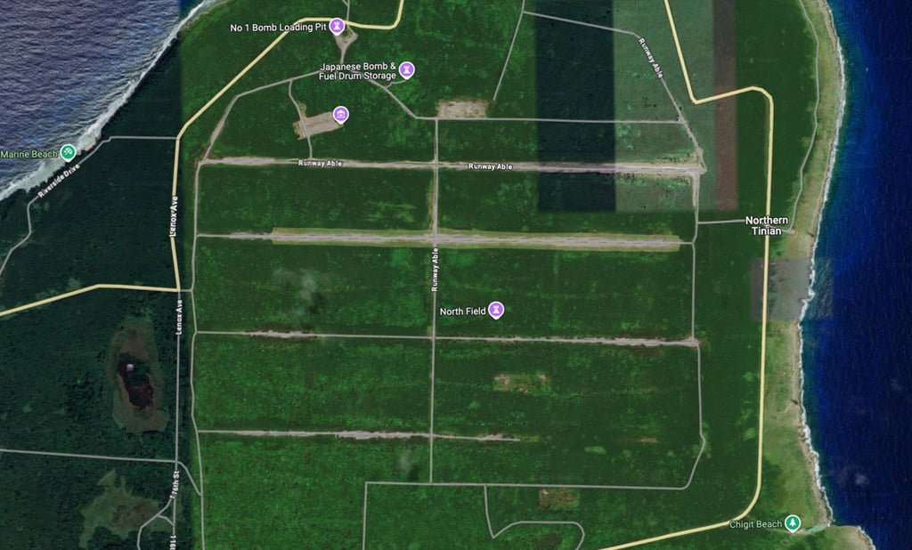 The North Field airbase on Tinian Island. Photo: Google Maps