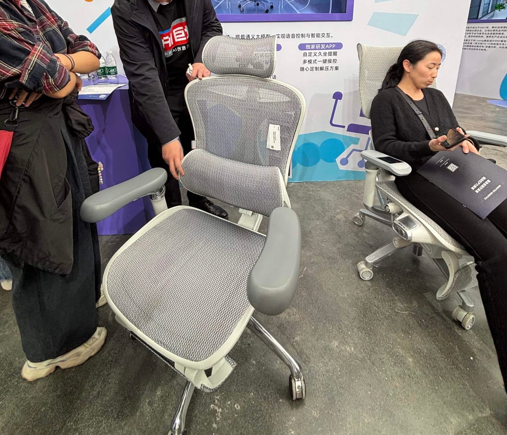 An AI-powered chair from Chinese ergonomics chair maker Sihoo. Photo: Ben Jiang