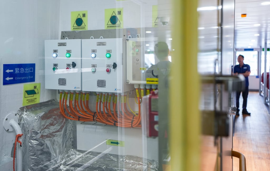 The battery unit of Sun Ferry’s Xin Ming Zhu XXXIX, Hong Kong’s first electric passenger ferry. Photo: Eugene Lee