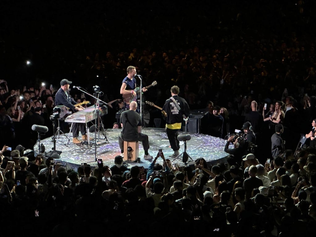 Coldplay gets up close to the audience at Kai Tak Stadium. Photo: Elson Li