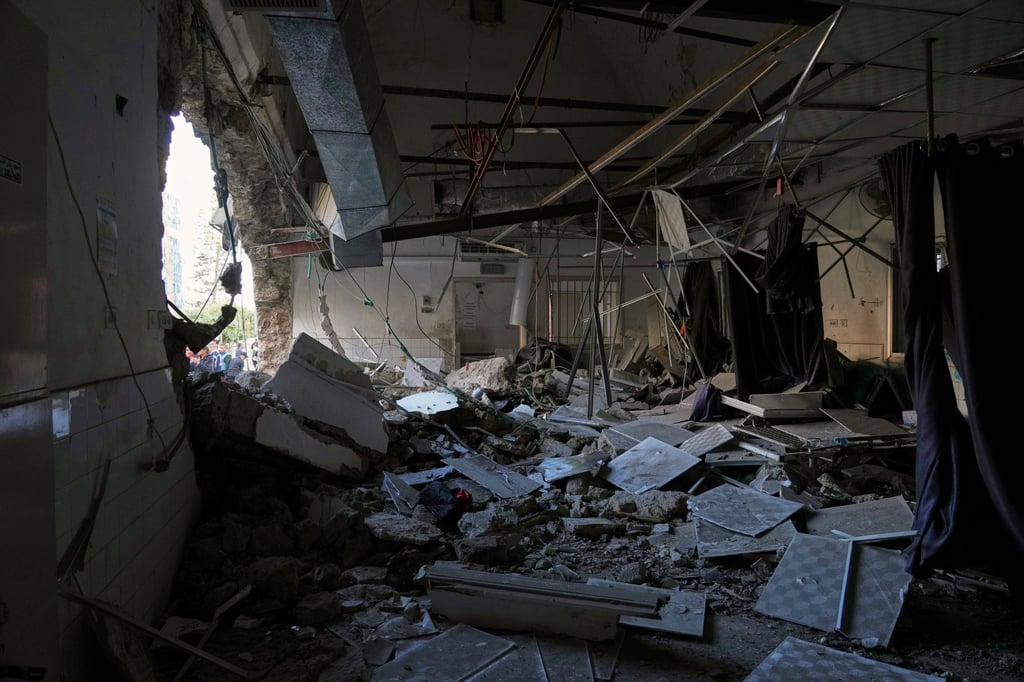 The outpatient and laboratory departments of the Al-Ahli Arab Baptist hospital are seen after being hit by an Israeli army strike. Photo: AP