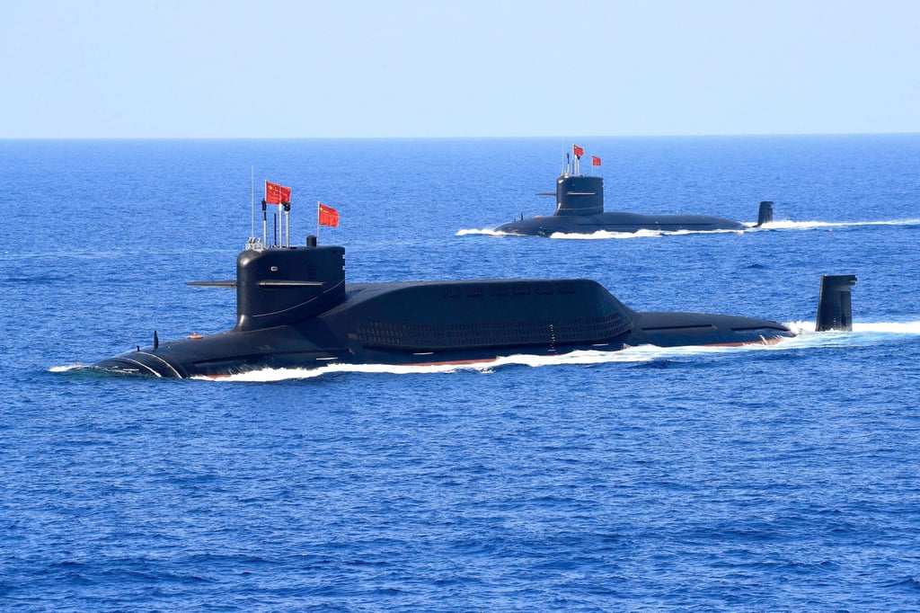 A nuclear-powered Type 094A Jin-class ballistic missile submarine of the Chinese People’s Liberation Army (PLA) Navy is seen during a military display in the South China Sea. Photo: CHINA OUT