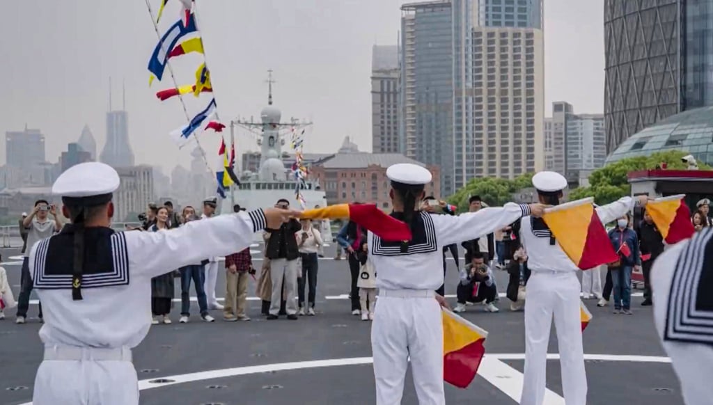 The PLA Navy celebrations feature vessels berthed in coastal cities across the nation and public tours. Photo: CCTV