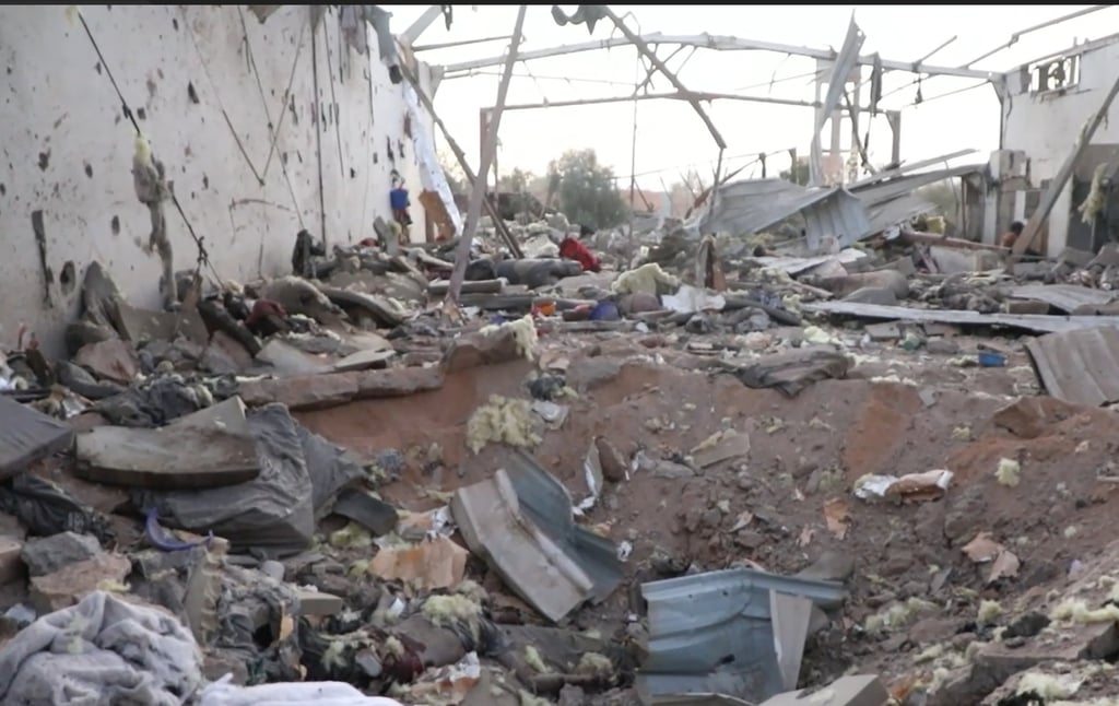 The detention facility was allegedly targeted by the US. Photo: Al-Masirah TV via EPA-EFE