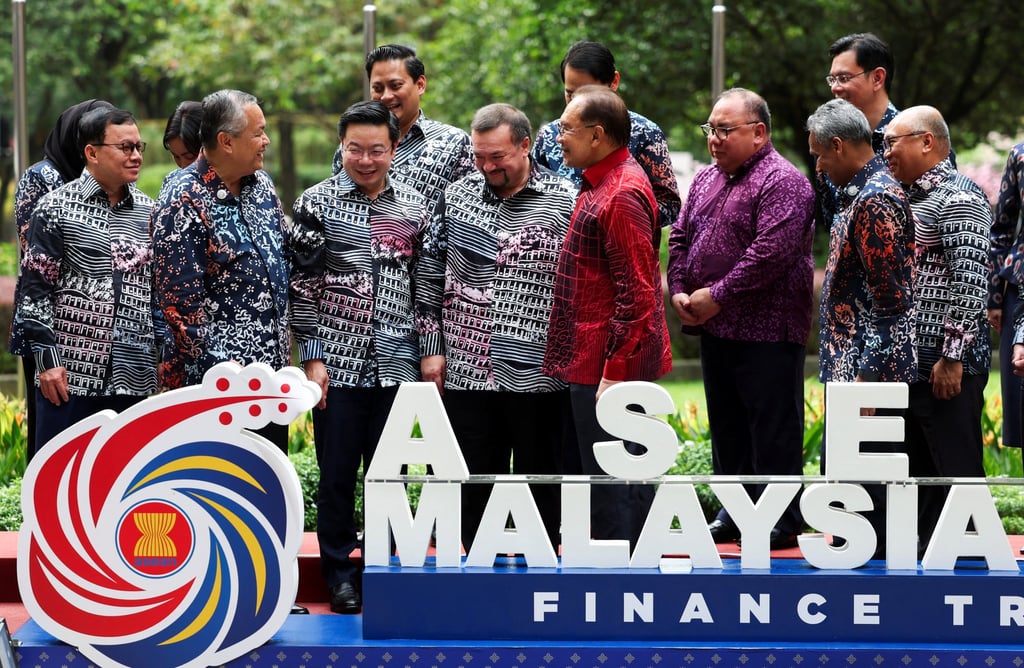 Malaysian Prime Minister Anwar Ibrahim (centre) speaks to delegates at the 2025 Asean Finance Ministers and Central Bank Governors Meeting in Malaysia on April 10. Photo: Reuters