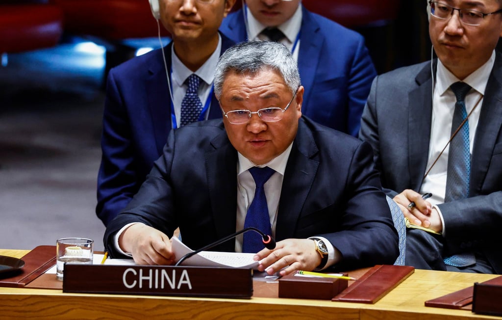 China’s UN ambassador Fu Cong at a UN Security Council meeting in New York. Photo: AP