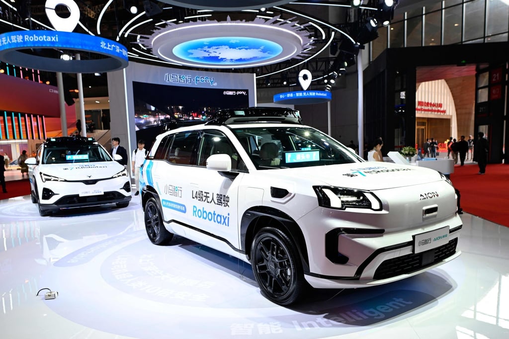 A Pony.ai robotaxi at the Shanghai Auto Show. Photo: AFP