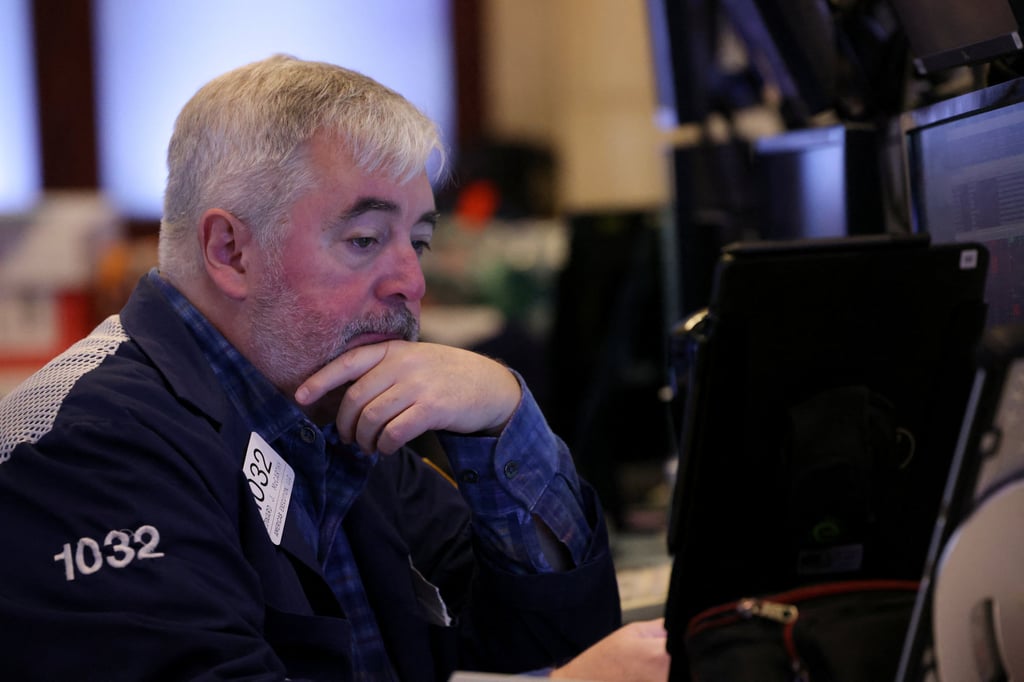A trader at the New York Stock Exchange on Wednesday. Photo: Reuters