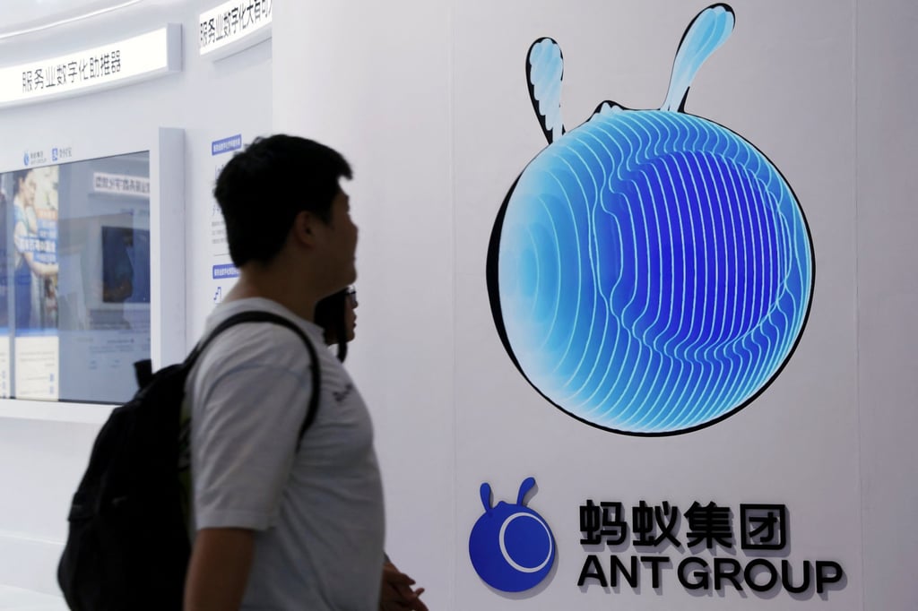 People walk past the Ant Group logo at the China International Fair for Trade in Services in Beijing, September 2, 2023. Photo: Reuters