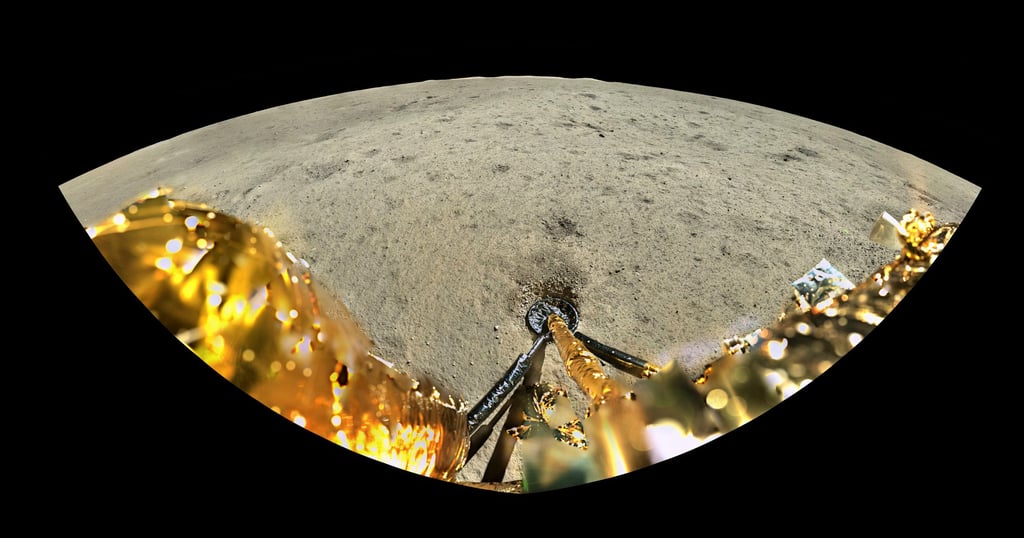 A moon surface taken by a panoramic camera aboard the lander-ascender combination of the Chang’e-6 spacecraft after it landed on the moon. Photo: CNSA/Xinhua via AP