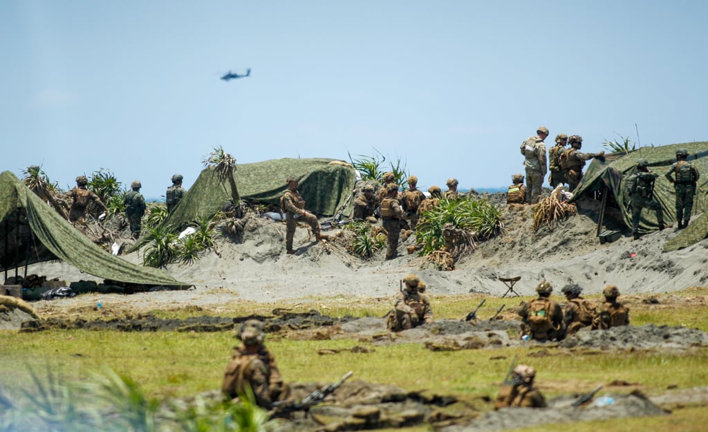 US and Philippine troops prepare to counter a drone as part of the Balikatan exercise in northern Philippines on May 3. Photo: Jeoffrey Maitem