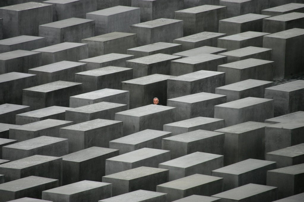 A visitor walks through the Memorial for the Murdered Jews of Europe on its opening day on May 10, 2005. Photo: AFP