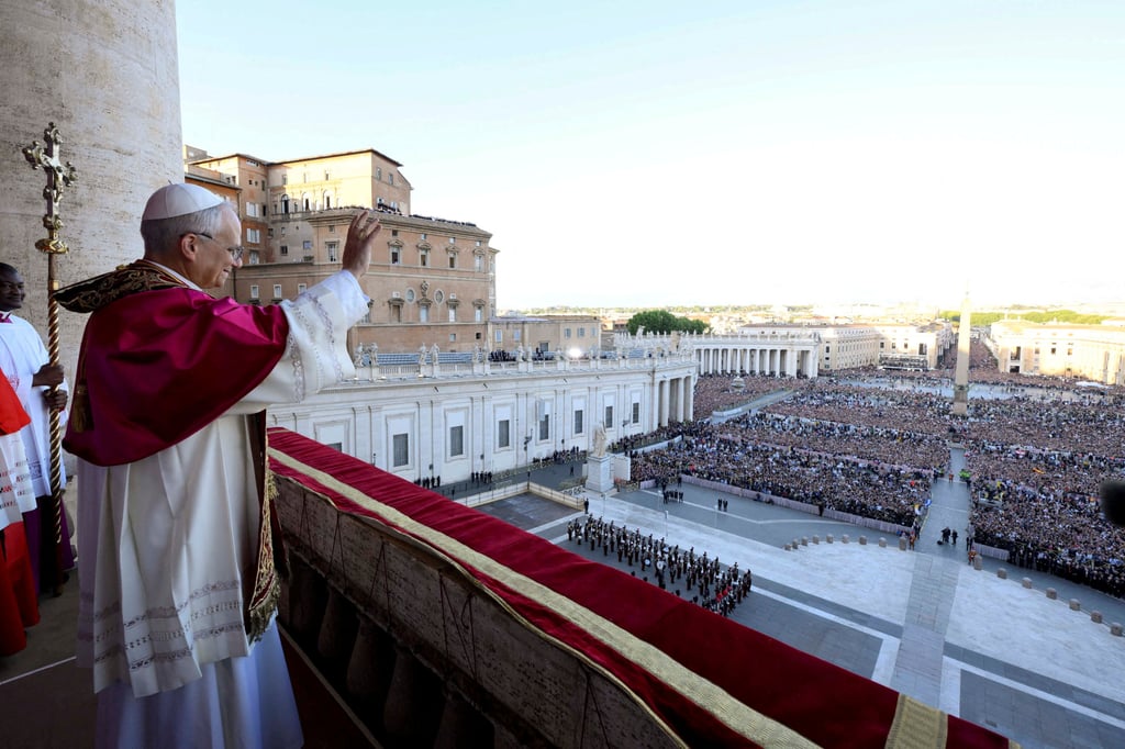 Newly elected Pope Leo appears on the balcony of St Peter’s Basilica at the Vatican. Photo: Vatican Media via Reuters