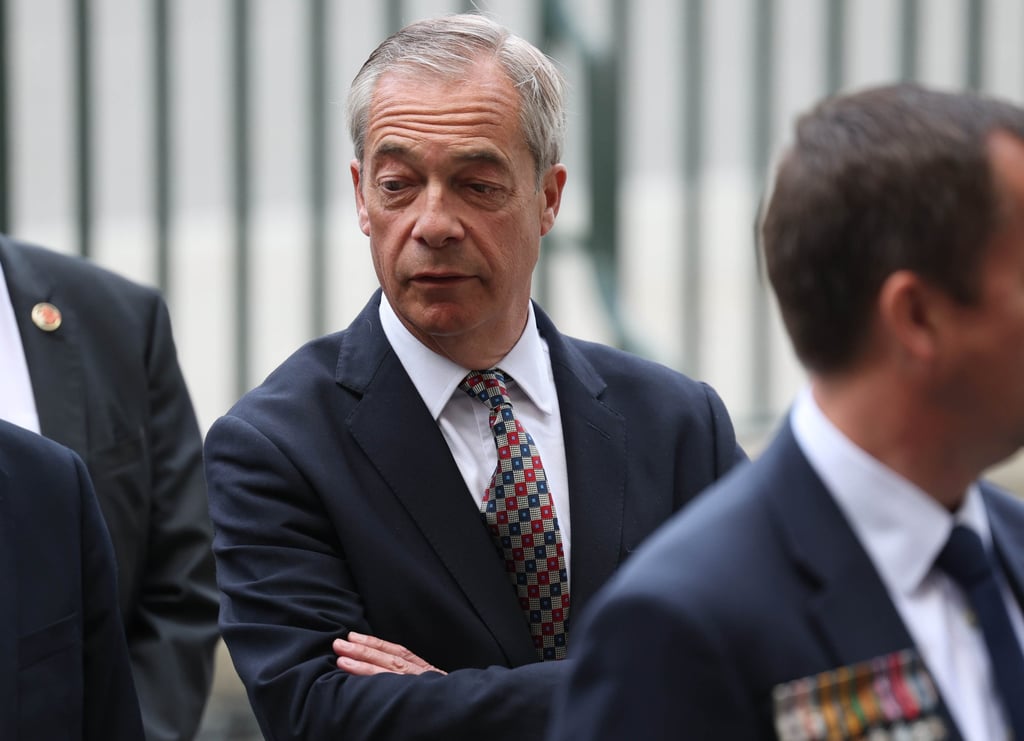 Reform UK Party Leader Nigel Farage arrives for a service at Westminster Abbey in London on Thursday. Photo: EPA-EFE