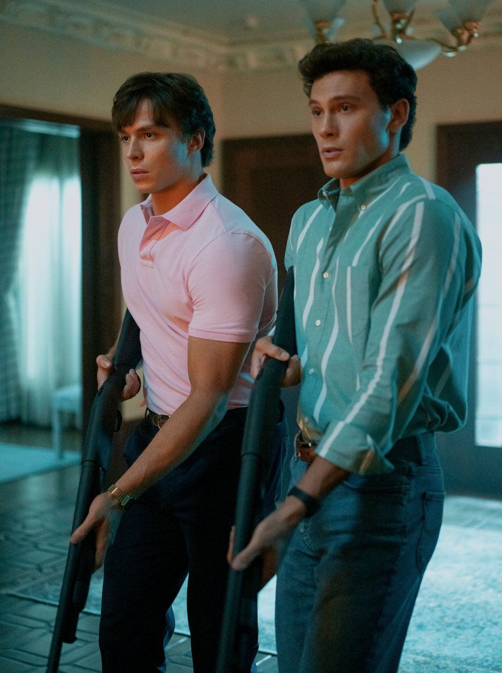 An image released by Netflix shows Cooper Koch as Erik Menendez (right) and Nicholas Chavez as Lyle Menendez in a scene from “Monsters: The Lyle And Erik Menendez Story”. Photo: Netflix via AP