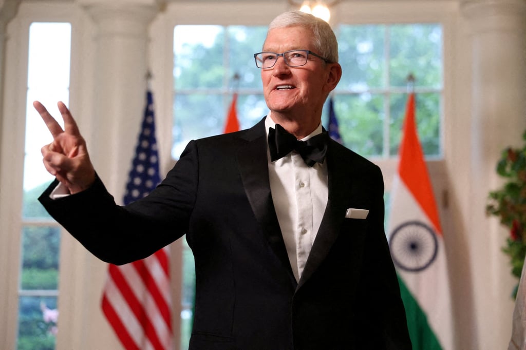 Apple CEO Tim Cook attends a state dinner hosted by then-US president Joe Biden for India’s Prime Minister Narendra Modi at the White House in 2023. Photo: Reuters