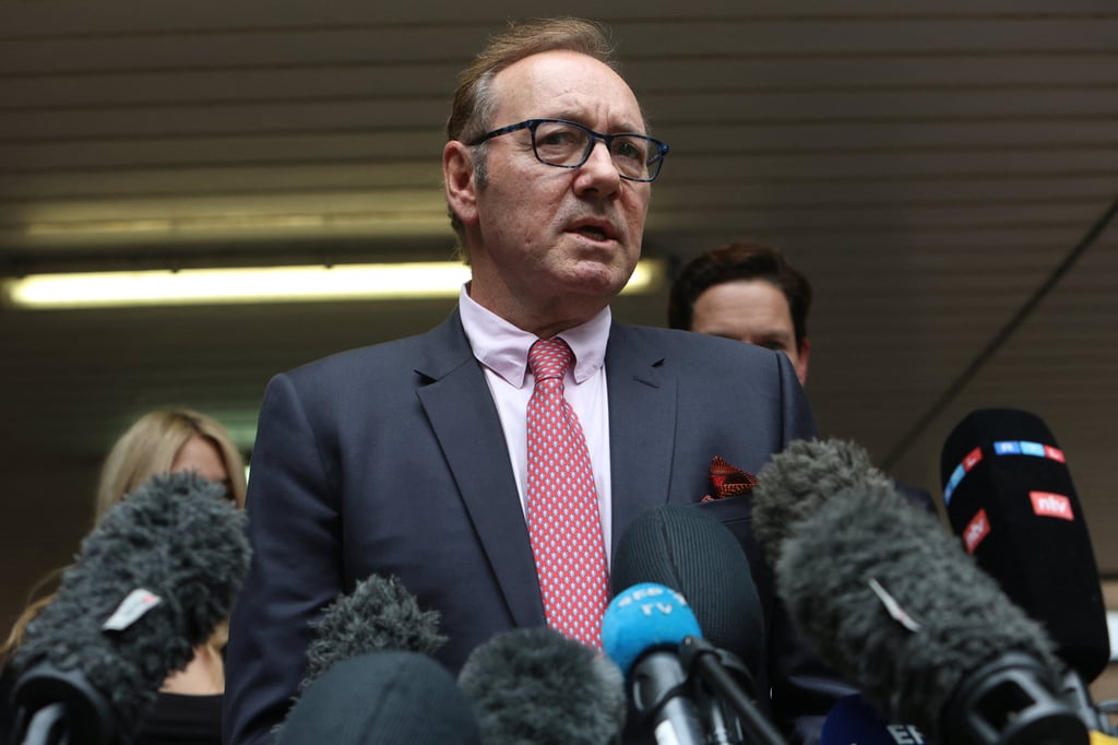 Kevin Spacey speaks to the media outside Southwark Crown Court in London after he was found not guilty on charges related to allegations of sexual offences in July 2023. Photo: Reuters