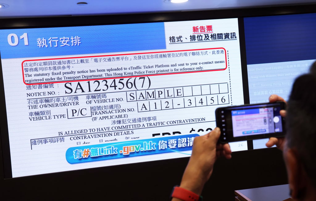 Officers can save 15 minutes in processing time after issuing the electronic tickets, according to the force. Photo: Jelly Tse