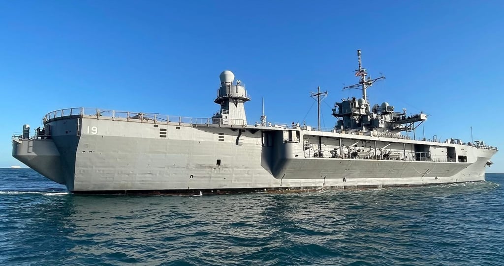 The USS Blue Ridge in Wellington, New Zealand, on Wednesday. Photo: Facebook/Ship Spotters New Zealand