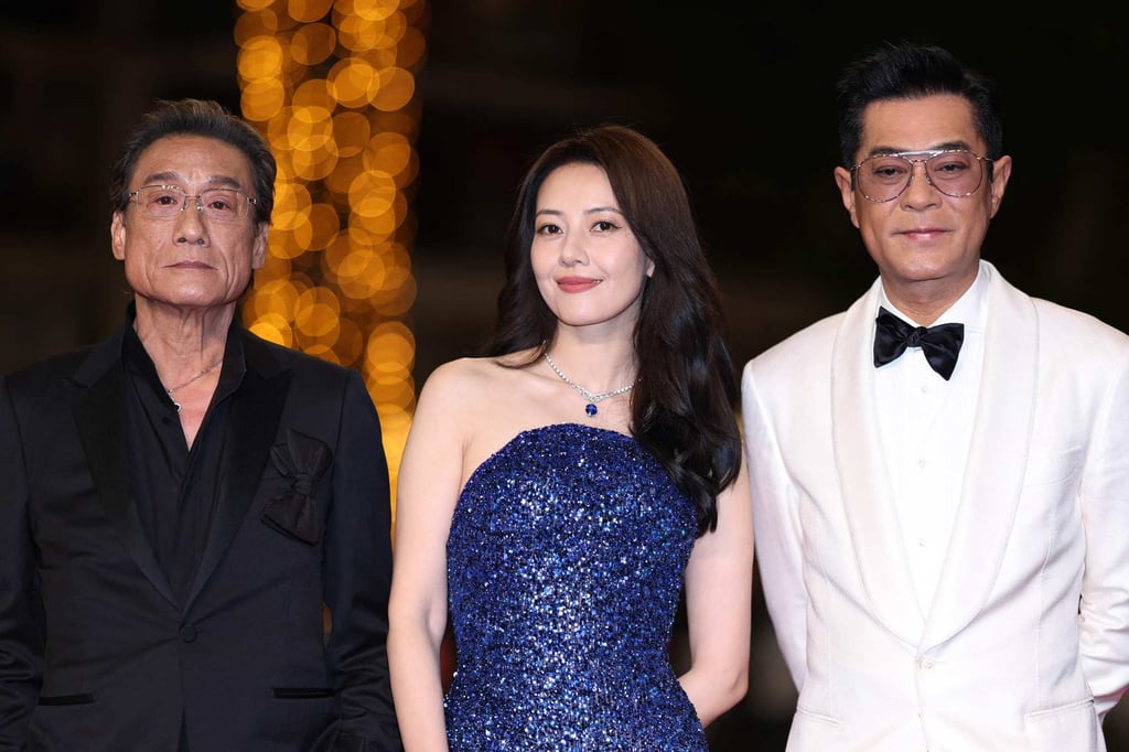 Hong Kong actor Tony Leung (left), Chinese actress Gao Yuanyuan and actor Louis Koo at the screening of “Sons of the Neon Night” at the 78th Cannes Film Festival on May 16, 2025. Photo: AFP