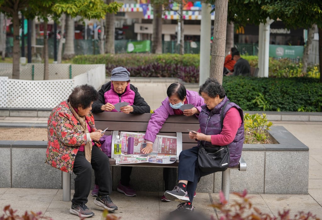 Elderly women play cards in To Kwa Wan. According to authorities, the spending by people aged 60 and above reached about HK$342 billion in 2024. Photo: Sam Tsang