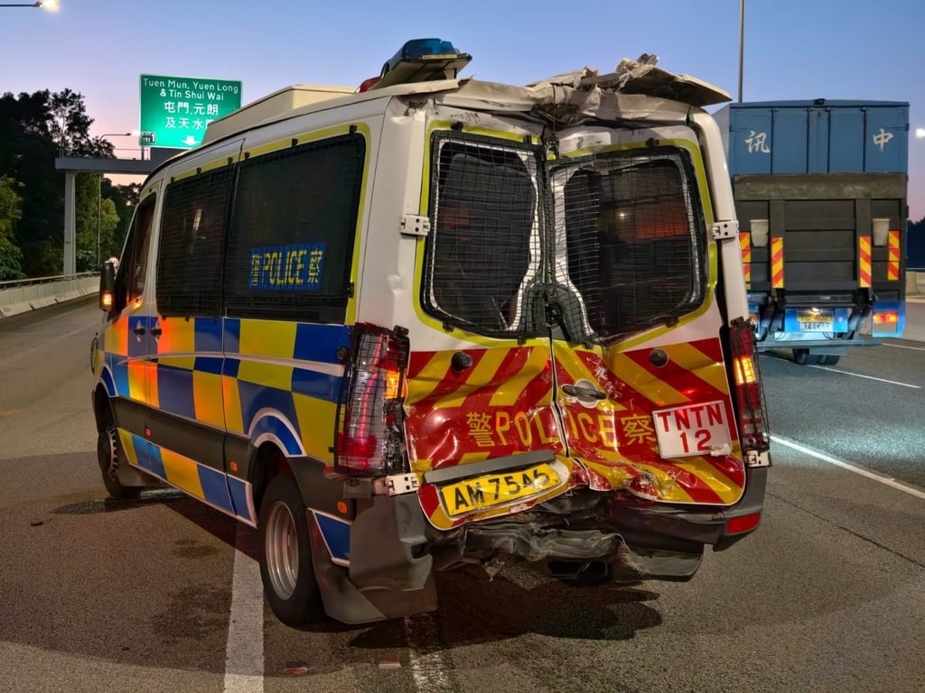 The damaged rear of the police vehicle. Photo: Handout