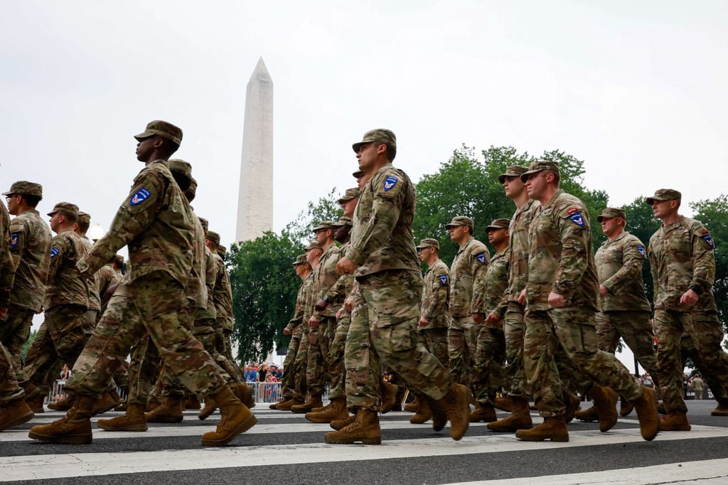 US Army soldiers take part participate in the 250th birthday parade on June 14, 2025 in Washington, DC. Photo: Getty Images via AFP