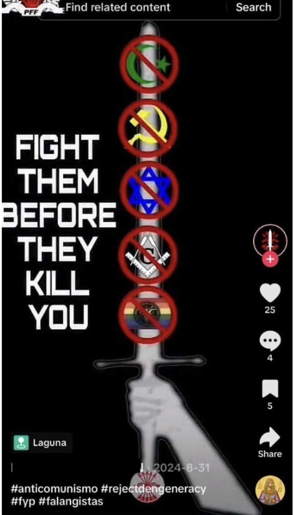 Example of Philippine Falangist Front (PFF) online propaganda. Photo: TikTok