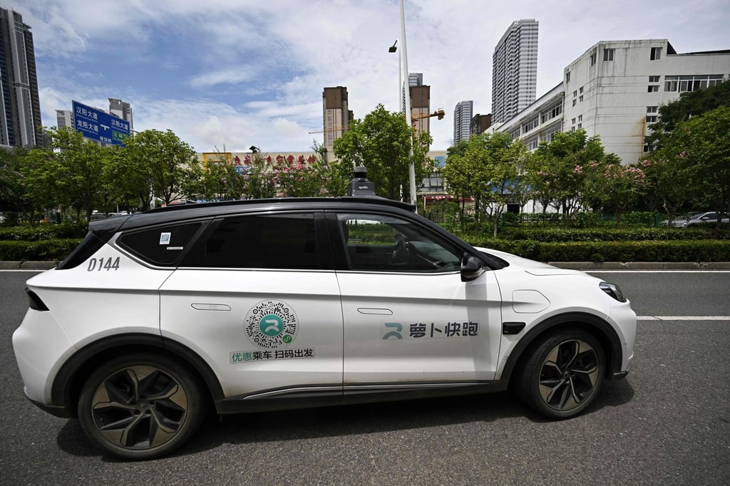 One of Baidu’s Apollo Go robotaxis seen in Wuhan on August 1, 2024. Photo: AFP
