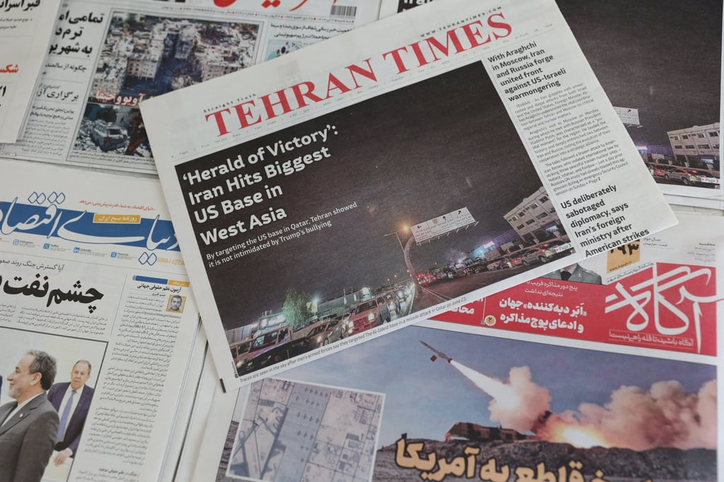 The conflict makes Iranian newspaper headlines in Tehran on Tuesday. Photo: Reuters