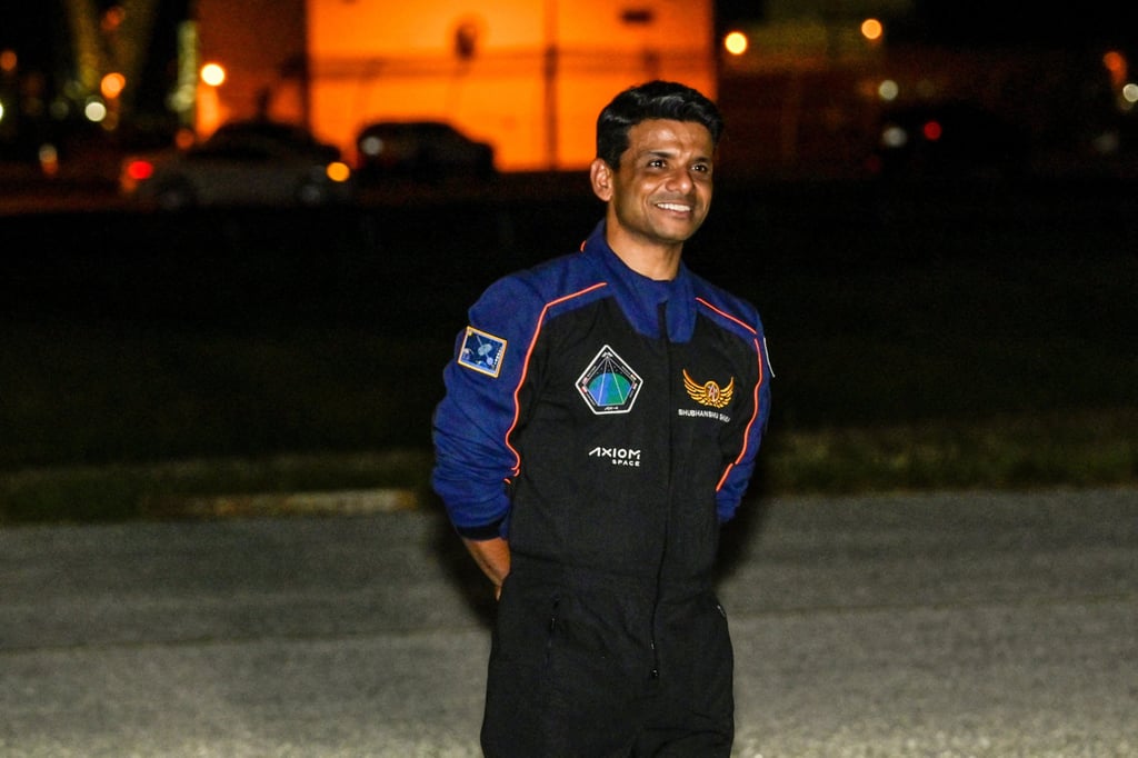 Axiom-4 pilot Shubhanshu Shukla of India in Florida on Tuesday before his mission to the International Space Station. His participation is seen as a major boost for India’s space ambitions. Photo: Reuters